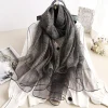 Foulard en soie femmes doux Long automne hiver foulards mode 2025 solide Plaid châles et enveloppes haute qualité Foulard Pashmina Hijab