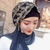 Bonnet Turban brodé de perles pour femmes, prêt à porter, foulard de tête, Hijab musulman, couvre-cheveux, foulard pré-attaché