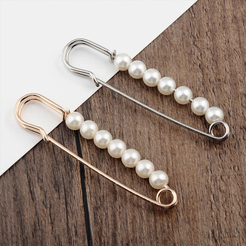 Broche de perles d'imitation vintage, épingles de sûreté, ornements de bijoux pour écharpe, manteau, sac, accessoires de décoration de vêtement, mode