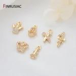 Bijoux à bricoler soi-même faisant 6 Types 14K véritable plaqué or pavé réglage Zircon petite Mini fée/papillon/violon/Hamsa pendentifs breloques