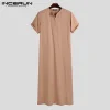 incerun hommes musulman kaftan À manches courtes solide o cou jubba thobe abaya moyen orient dubaï arabie saoudite islamique hommes robes s 5xl
