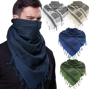 Écharpe de chasse tactique Shemagh tactique désert Keffiyeh tête cou écharpe arabe enveloppement avec gland 43×43 pouces