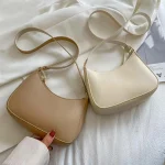 Sac à main rétro solide en cuir PU pour femmes, sous les bras, décontracté, nouvelle collection