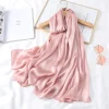 hijab tactile en soie de haute qualité pour femmes, écharpe musulmane de couleur unie, accessoires de voyage, châles et enveloppes unis, grande taille