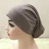 chapeaux à tube uni h065, turban musulman, couleur pure, hijabs intérieurs extensibles pour casquettes, prêt à porter, foulard sous le bonnet hijab pour femmes