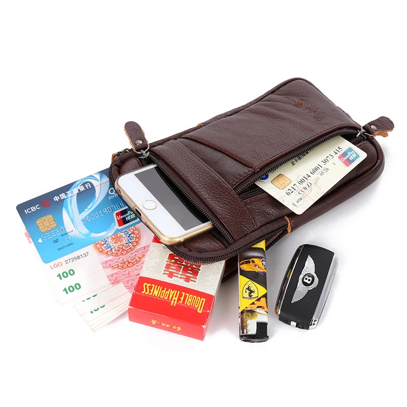 Pochette de téléphone en cuir pour hommes, sac de ceinture, sac à bandoulière, sac de taille Vintage multifonction pour l'extérieur, sac de taille suspendu pour loisirs