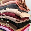hijab élastique en coton pour femmes musulmanes, turban torsadé, casquettes, écharpe de tête, enveloppes de perles, chapeau indien, nouveau, 2022