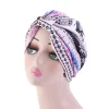 mode impression dames turban bonnet coton doux arabe enveloppes haut noeud hijab casquettes femmes foulard prêt à porter dames turbante