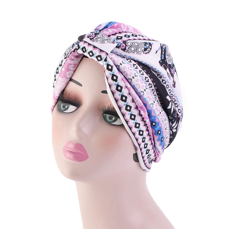 mode impression dames turban bonnet coton doux arabe enveloppes haut noeud hijab casquettes femmes foulard prêt à porter dames turbante