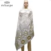 Écharpe hijab pour femmes africaines, écharpe brodée en coton creux, châle confortable et doux, 210x110 cm ec188
