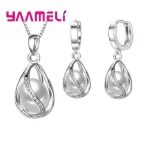 Ensemble de bijoux cadeaux élégants pour femmes, en argent Sterling 925, pendentif en perles d&rsquo;eau douce rotatives, collier, boucles d&rsquo;oreilles Huggie