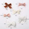 pinces à cheveux avec nœud papillon imprimé léopard, barrettes en dentelle de coton et lin pour bébés filles, épingles à cheveux de sécurité, accessoires pour couvre chef, 4 pièces/ensemble