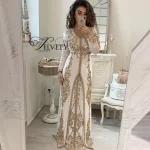 Caftan marocain Caftan robes de soirée musulmanes a-ligne manches longues appliques perlées dubaï arabe Abaya robe islamique personnalisée