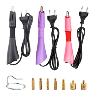 Applicateur de chaleur pour pose de biscuits, baguette, support, 7 embouts à fixer à chaud, 9 pièces