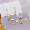 boucles d'oreilles plaquées or véritable 14k, clous d'oreilles romantiques et élégants pour femmes, bijoux fins glamour de qualité supérieure