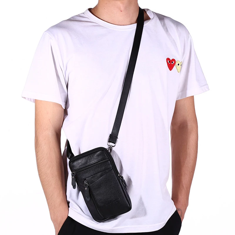 Pochette de téléphone en cuir pour hommes, sac de ceinture, sac à bandoulière, sac de taille Vintage multifonction pour l'extérieur, sac de taille suspendu pour loisirs