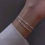 Bracelet Double couche en argent Sterling 925, perles exquises et simples pour femmes, accessoires de bijouterie fine, nouvelle mode