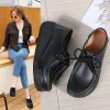 mocassins confortables en cuir pour femme, baskets respirantes, noires, souples, décontractées, à la mode
