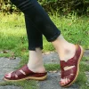 sandales orthopédiques à talons compensés pour femmes, chaussures rétro à bout ouvert, vintage, antidérapantes, en cuir, décontractées, à plateforme, été, 2024