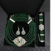 ensemble collier et boucles d'oreilles en perles faites à la main pour femmes, collier de robe de mariée musulmane, chaîne de bracelet, bijoux de luxe français et américain