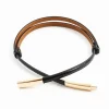 ceinture élastique réglable en cuir pour femmes, ceinture mince pour dames, boucle dorée, noir, blanc, bleu, ceinture slim pour femmes, pasek damski