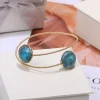 shinygem – ensemble de bracelets et bagues faits à la main en fil d'or galvanisé 14k pour femmes, bijoux à la mode en agate bleue naturelle baroque