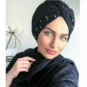 Hijab élastique en coton pour femmes musulmanes, turban torsadé, casquettes, écharpe de tête, enveloppes de perles, chapeau indien, nouveau, 2022