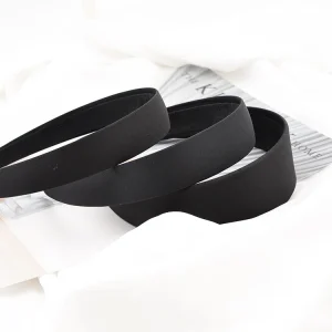 Bandeau large en tissu noir semi-fini, matériel de couvre-chef bricolage, accessoires pour cheveux, vente en gros, 1.5 cm, 2 cm, 3 cm, 4cm