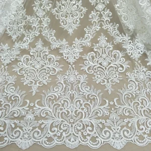 Tissu en dentelle pour robe de mariée, robe de mariée élégante, vente chaude par cour, largeur 130cm