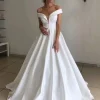 personnalisé automne robes novias boda robe de mariée satin robes de mariée pure robe hochzeitskleid bestidos para bodas sexy ivoire