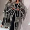 Robe musulmane de luxe avec broderie en dentelle et paillettes, abaya, dubaï, ramadan, caftan, Isla, vêtements africains, ensemble de 2 pièces, 2025
