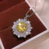 ensemble de bijoux en zircon pour femmes, diamant complet, jaune aaaa brillant, collier, bague, boucles d'oreilles, bijoux de mariée, 925
