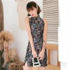 Robe chinoise en Satin pour femmes, surdimensionnée 3XL, rouge, traditionnelle, sans manches, Sexy, Chwongsam, Mini Qipao élégant, nouvelle collection été