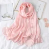 hijab tactile en soie de haute qualité pour femmes, écharpe musulmane de couleur unie, accessoires de voyage, châles et enveloppes unis, grande taille