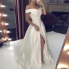 personnalisé automne robes novias boda robe de mariée satin robes de mariée pure robe hochzeitskleid bestidos para bodas sexy ivoire
