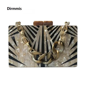 Sac à main de mariage européen élégant pour femmes, sac messager à rayures noires et blanches, sacs de soirée en acrylique, pochette décontractée à perles mignonnes, nouvelle mode