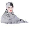 foulard en coton musulman pour femme, hijab uni avec châles et enveloppes de perles, turban prêt à porter, 2024