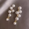 boucles d'oreilles en perles pour femmes, bijoux coréens élégants, à la mode, en or, pendentif de mariage, 2022