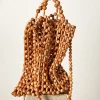 sac à main tissé à la main en bois naturel, sac de plage en bambou rétro, sac creux créatif de style antique, sac tissé à la mode