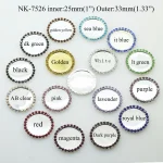 Bouton en strass, plateau de bouchon de bouteille en métal, dos plat, cabochon de capuchon de clé, taille interne 25MM, 10 pièces, 50 pièces, ensemble de 100 pièces