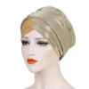 Écharpe de sauna islamique pour femme musulmane, bonnet, turban à perles, hijab, casquettes indiennes, vide, 3 plis