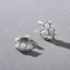Boucle d&rsquo;oreille élégante et indispensable, plaqué or blanc 18 carats, argent, perle et Zircon en forme de C, cerceau d&rsquo;oreille/Huggies/clous, déclaration de Niche, bijoux Ins