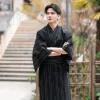 Hekoobi-Kimono Traditionnel Japonais Samouraï pour Homme, Robe Longue d&rsquo;Été en Coton, Tenue de Bain de Style Japonais, Disponible en Noir et Bleu Marine