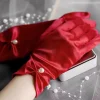 gants Élégants en satin avec perles pour femme, accessoires de banquet de mariage, courts, pour la conduite, blanc et noir, pour patients