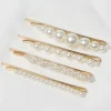 paquet de 9 pinces à cheveux en perles pour femmes et filles, jolies diapositives de cheveux en perles scintillantes, épingles à cheveux en perles, barrettes en or faites à la main