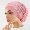 indien respirant fleur dentelle turban casquette femmes musulmanes couvre chef foulard chapeau islamique chapeaux bonnet femme bandeau bonnet