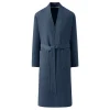 Peignoir pour hommes Premium – Tissage gaufré 100 % coton en bleu saphir avec col en V et ceinture à nouer Robe kimono gaufrée de luxe – Respirant