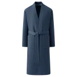 Peignoir pour hommes Premium – Tissage gaufré 100 % coton en bleu saphir avec col en V et ceinture à nouer Robe kimono gaufrée de luxe – Respirant