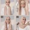voile femme musulman,hijab femme musulman,bonnet hijab instantané avec casquette en jersey de mousseline de soie lourd hijab pour femmes voile mode hijab burkini femme musulmane écharpe foulard musulmane pour femme