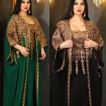 Eid 2 pièces ensemble avec Robe intérieure fête Abaya femmes Ramadan Cardigan Robe longue costumes caftan robes Largos Robe Jalabiya